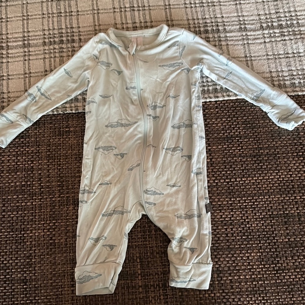 Baby Blue Cloud Print Onesie